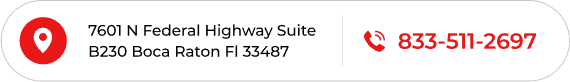 Business address and phone number: 7601 N Federal Highway Suite B230, Boca Raton, FL 33487, and 833-511-2697.